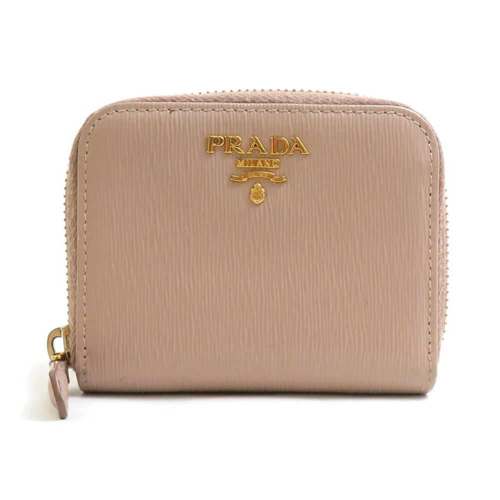 Prada coin case Wallet leather pink Beige Cream